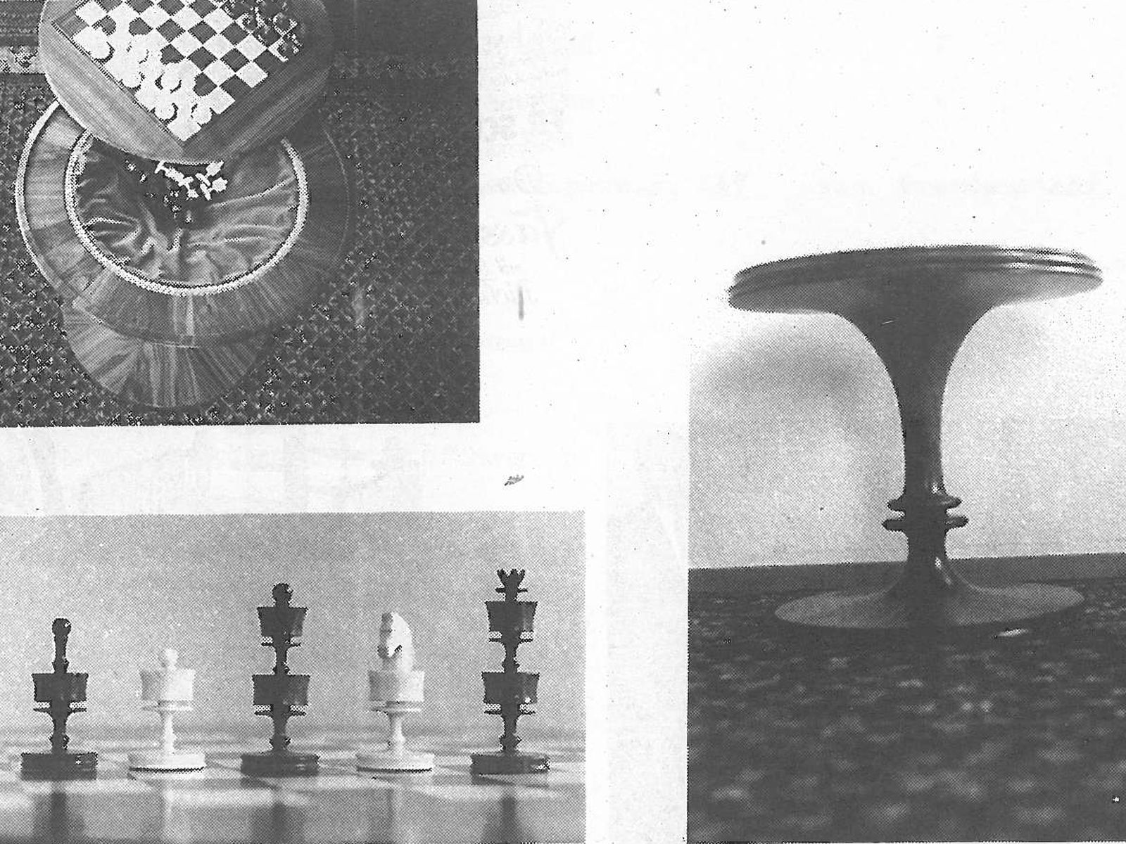  Schopflocher Skizzen Meisterstück von Walter Schwarz: Spieltisch mit Schachbrett und Schachfiguren - Bild wird mit einem Klick vergrößert 
