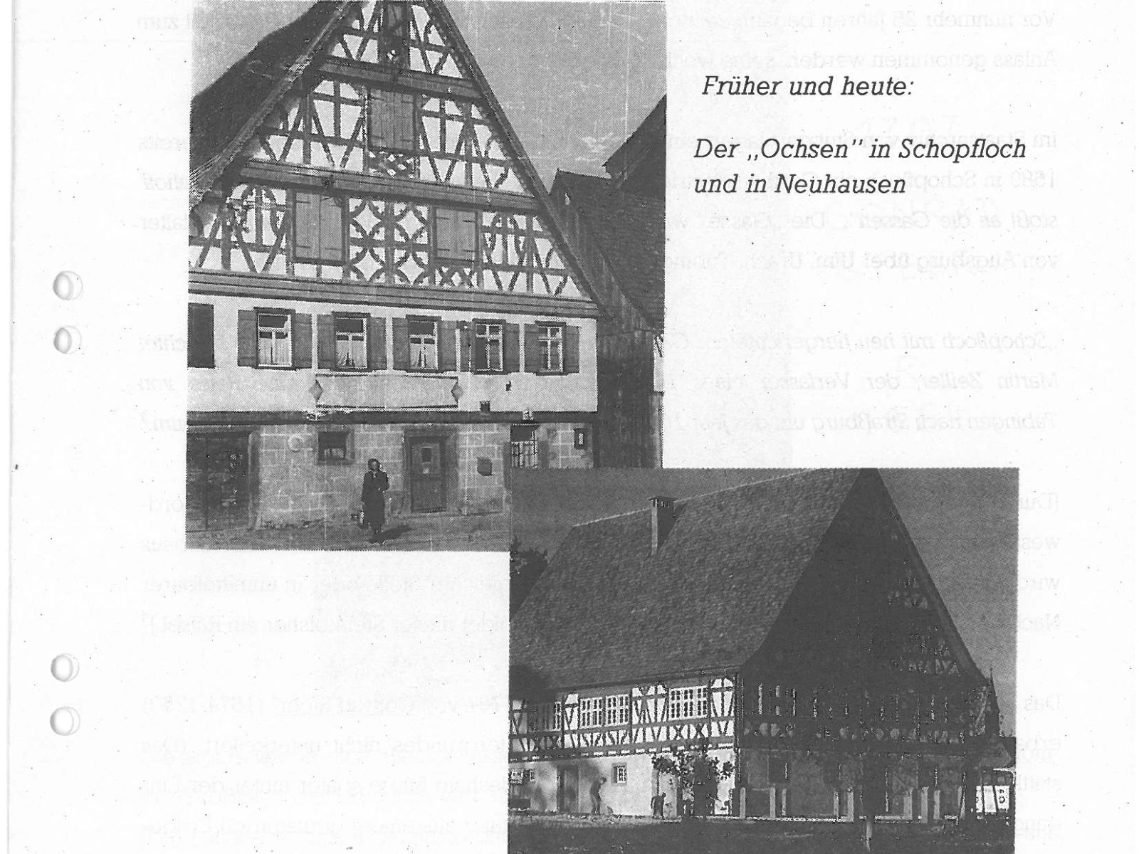  Schopflocher Skizzen Früher und heute: Der "Ochsen" in Schopfloch und in Neuhausen - Bild wird mit einem Klick vergrößert 