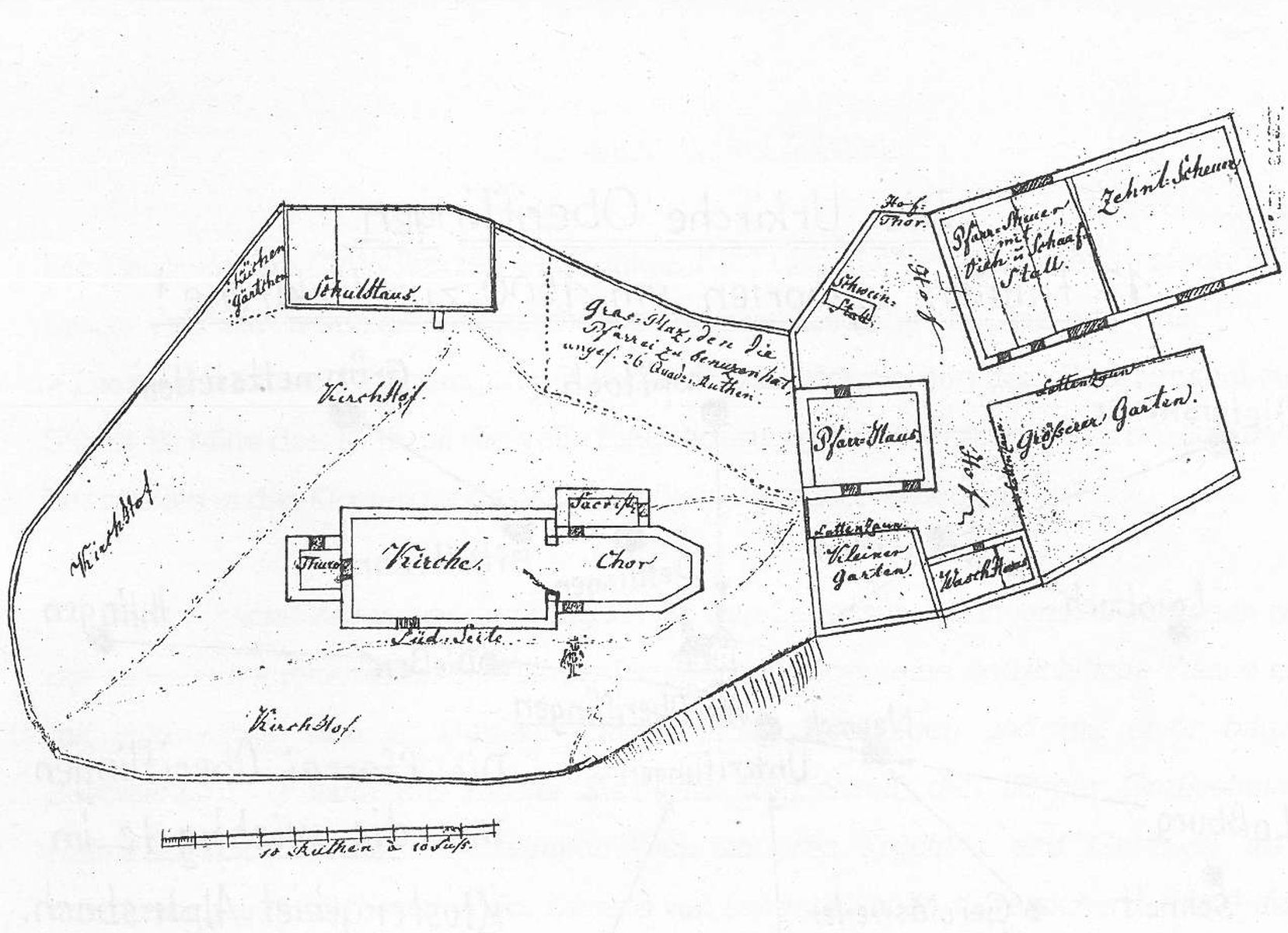  Schopflocher Skizzen Lageplan der Kirchenanlage - Bild wird mit einem klick vergrößert 