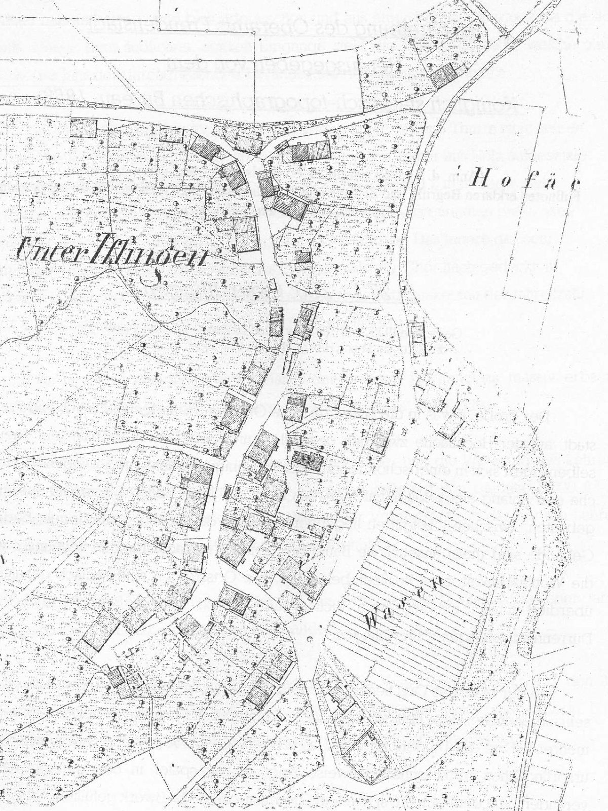  Schopflocher Skizzen Ortsplan von Unteriflingen aus dem Jahr 1836 - Bild wird mit einem Klick vergrößert 