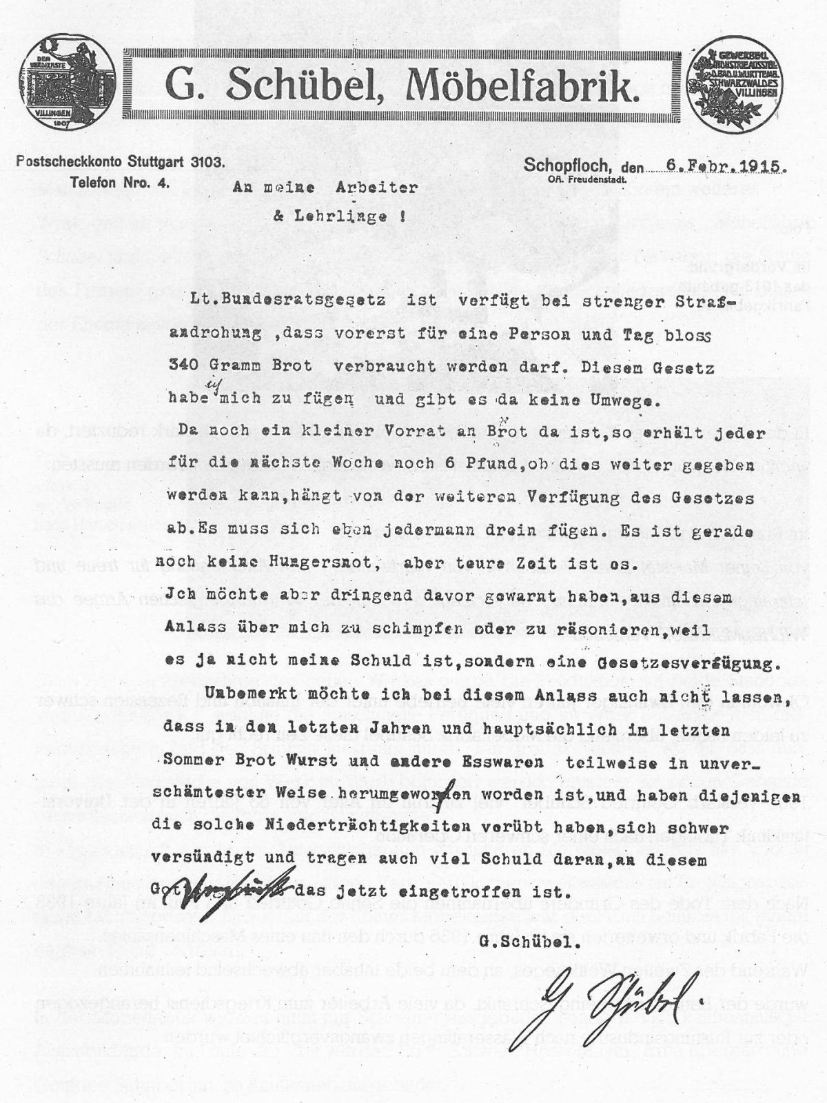  Schopflocher Skizzen Brief von Herrn Schübel - Bild wird mit einem Klick vergrößert 