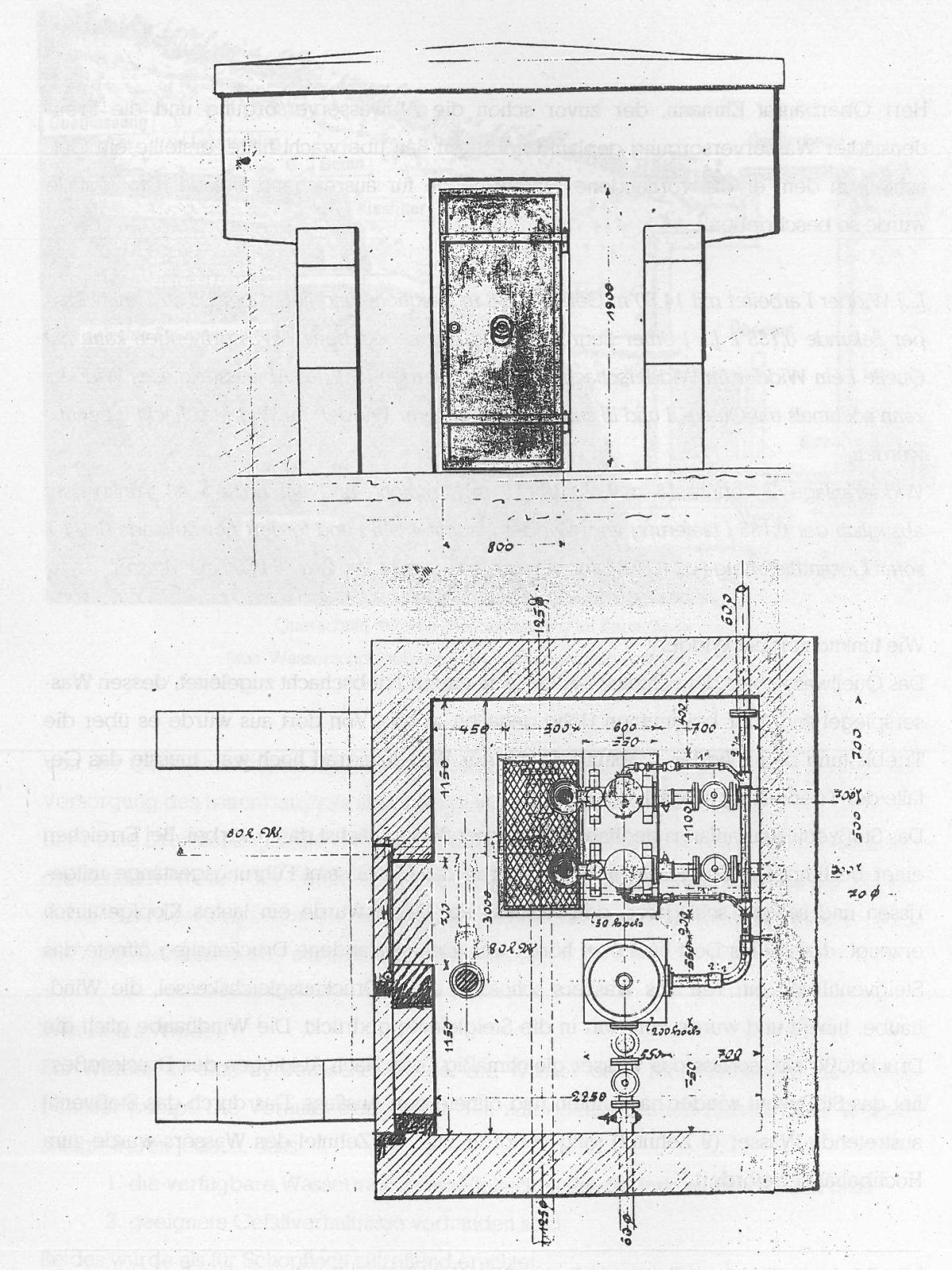  Schopflocher Skizzen Kopie aus den Planungsunterlagen von 1901: Der Widderschacht 1: Eingang und Grundriss - Bild wird mit einem Klick vergrößert 