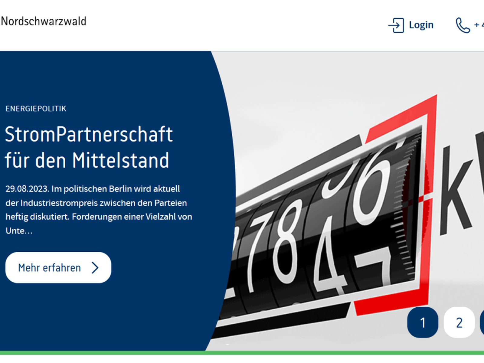  Screenshot der Startseite von der IHK Nordschwarzwald - das Bild wird mit einem Klick vergrößert 
